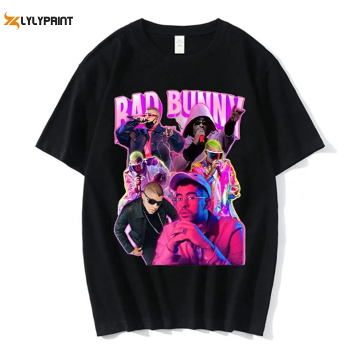 Bad Bunny 90S Shirt, Bad Bunny Bootleg Shirt, Bad Bunny Shirt For Fan, Bad Bunny Unisex Graphic Y2K Clothing, Bad Bunny Unisex Tee 1