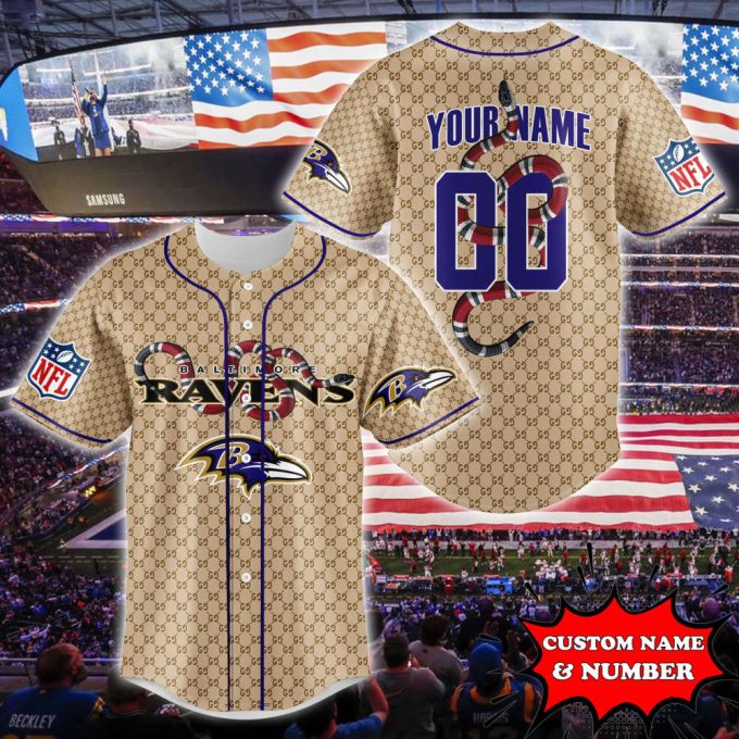 Baltimore Ravens Baseball Jersey Gucci Nfl Custom For Fans 2