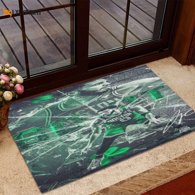 Boston Celtics Jayson Tatum Crack Glass Foldable Doormat Indoor Outdoor Welcome Mat Home Decor 1