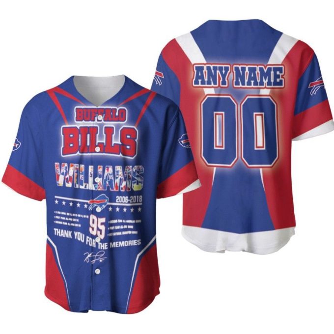 Buffalo Bills Kyle Williams 95 Thank You For The Memories Legend Signature Designed Allover Gift With Custom Name Number For Bills Fans Baseball Jersey Gifts For Fans 2