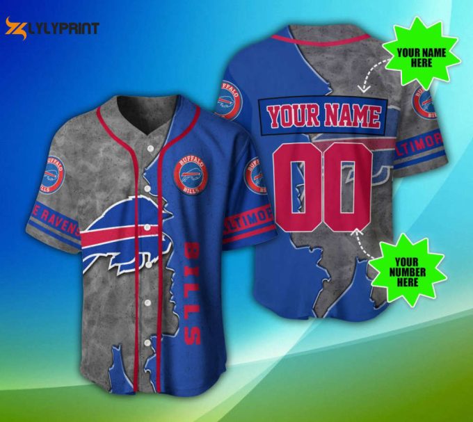 Buffalo Bills Personalized Baseball Jersey 1
