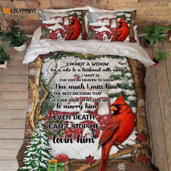 Cardinal Christmas Quilt Bedding Set I?M A Wife To A Husband With Wings 1