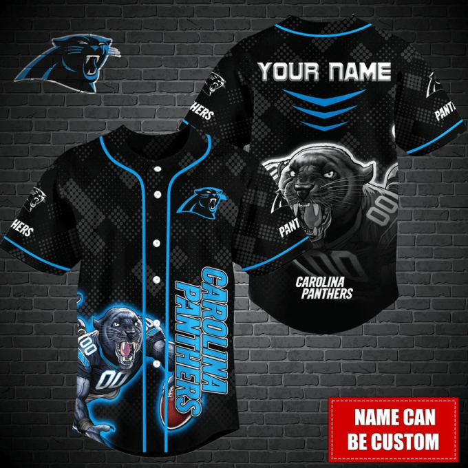 Carolina Panthers Personalized Baseball Jersey 2