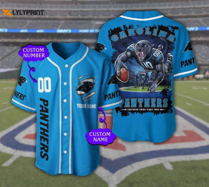 Carolina Panthers Personalized Baseball Jersey 1