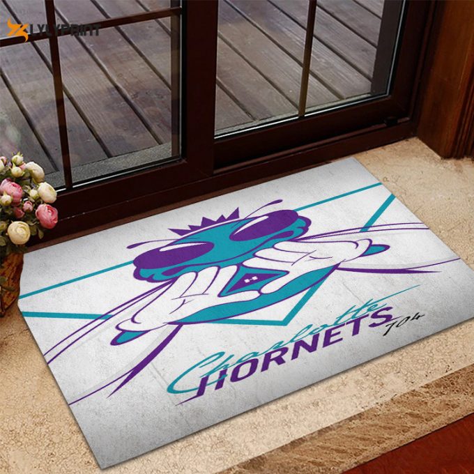 Charlotte Hornets Triangle Foldable Doormat Indoor Outdoor Welcome Mat Home Decor 1