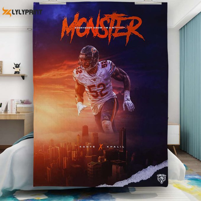 Chicago Bears Khalil Mack7 Gift For Fan 3D Full Printing Quilt Home Decor 2024 Gifts Home Decor 2024 Gifts 1