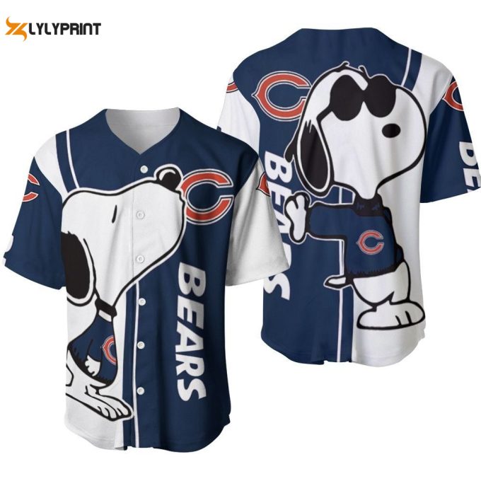Chicago Bears Snoopy Lover Printed Baseball Jersey Gifts For Fans 1