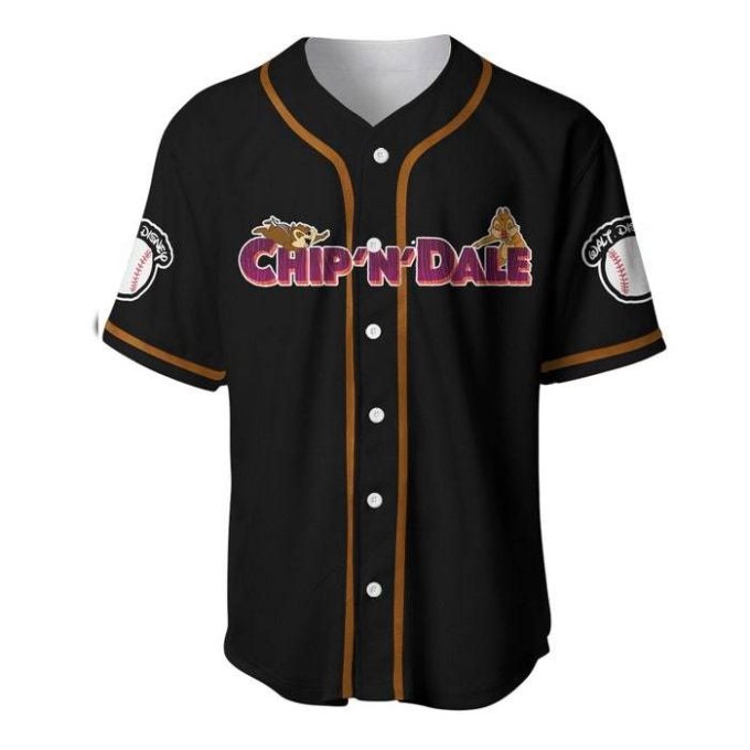 Chip &Amp; Dale Chipmunks Black Brown Cute Disney Unisex Cartoon Graphics Casual Outfits Custom Baseball Jersey Gifts For Fans 3