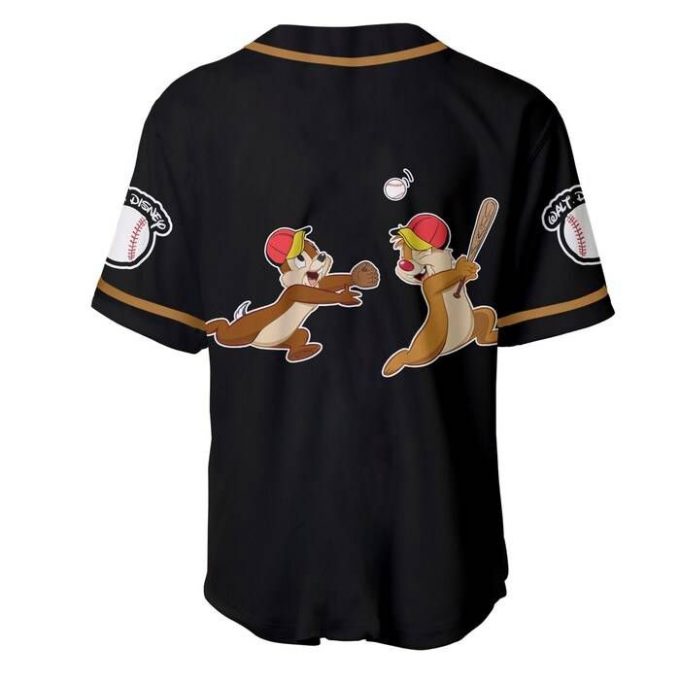 Chip &Amp; Dale Chipmunks Black Brown Cute Disney Unisex Cartoon Graphics Casual Outfits Custom Baseball Jersey Gifts For Fans 4