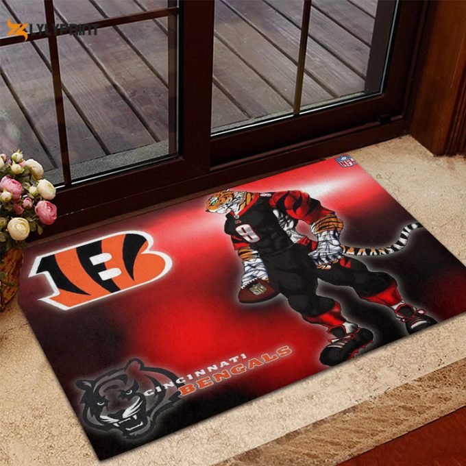 Cincinnati Bengals Emblem Tiger Foldable Doormat Indoor Outdoor Welcome Mat Home Decor 1