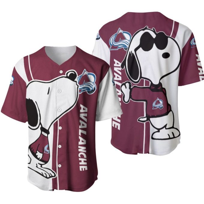 Colorado Avalanche Snoopy Lover Printed Baseball Jersey Gifts For Fans 2