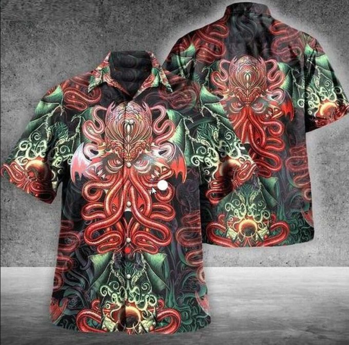 Cthulhu All Over Print Hawaiian Lovers Gift Beach Shirt Summer Hawai Family Shirt 3D Hawaii Hollywood Shirt Cthulhu Hawai .. 4