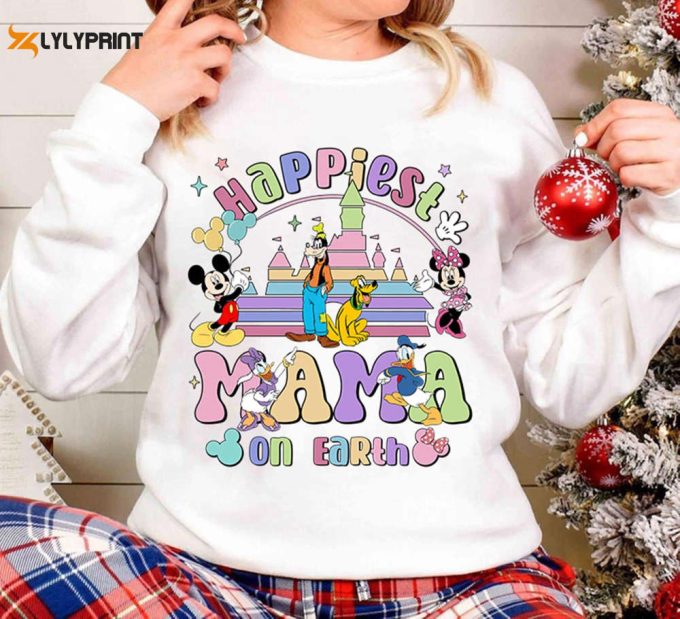 Custom Happiest Mama Shirt Family Trip 2024 Best Mom Ever Mickey &Amp;Amp; Friends Disneyland Christmas 1