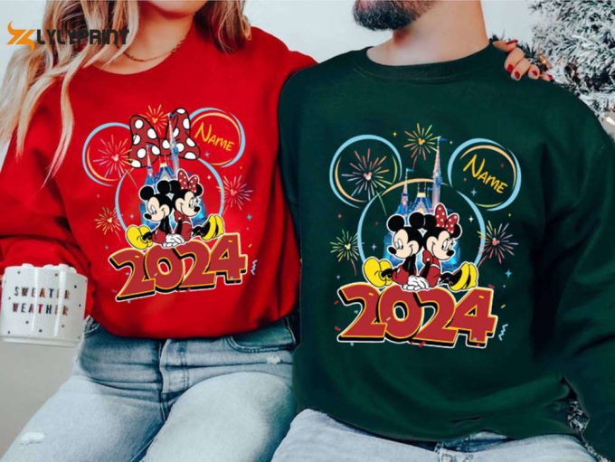 2024 Custom Mickey Minnie Happy New Year Shirt - Disney Vacation &Amp;Amp; Christmas Gift 1