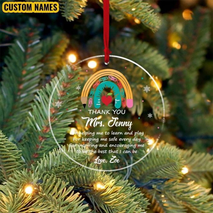 Custom Rainbow Teacher Christmas Ornament Rainbow Ornament With Name Teacher Appreciation Gift Cute Personalized Teacher Keepsake 2