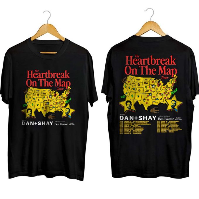 Dan + Shay 2024 Heartbreak On The Map Tour Shirt, Dan + Shay 2024 Sweatshirt, Dan + Shay 2024 Concert Hoodie, Heartbreak On The Map Tour Tee 2