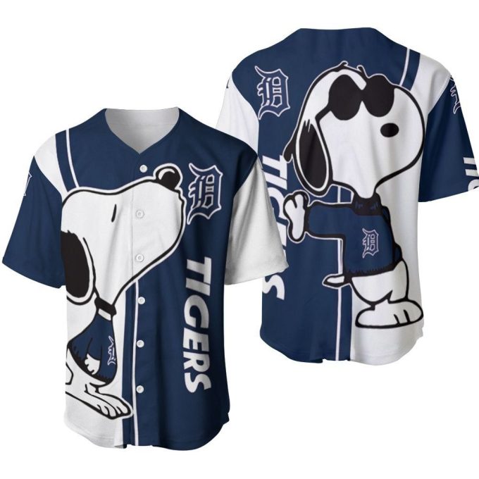 Detroit Tigers Snoopy Lover Printed Baseball Jersey Gifts For Fans 2