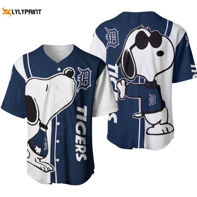 Detroit Tigers Snoopy Lover Printed Baseball Jersey Gifts For Fans 1