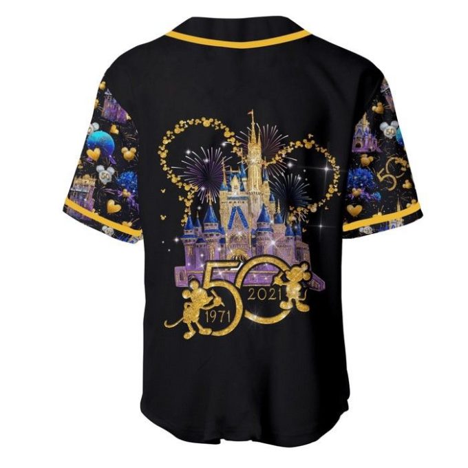 Disney 50Th Anniversary Mickey Mouse Black Rainbow Unisex Cartoon Graphic Casual Outfit Custom Baseball Jersey Gifts For Fans 4