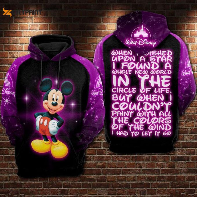 Disney Mickey When I Wish Upon A Star Quote Over Print 3D Hoodie Zip Hoodie 597 1