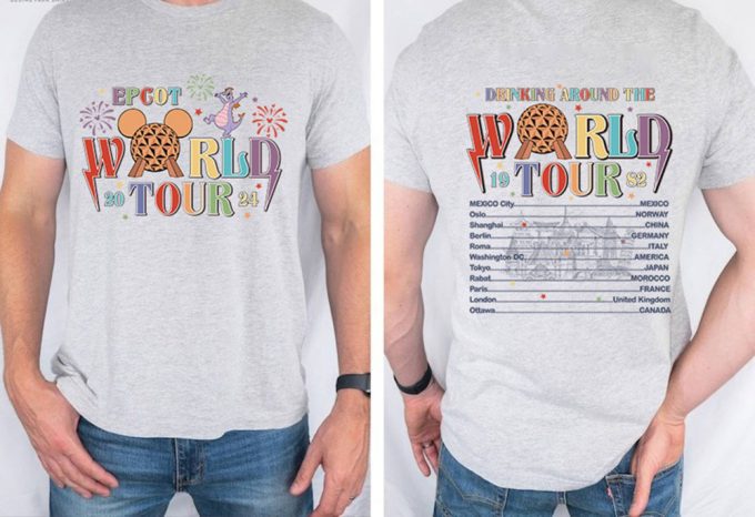 Explore Epcot Center: Retro World Tour Shirt 1982 Mickey &Amp; Friends Tee Drinking Around The World - Disneyland 2