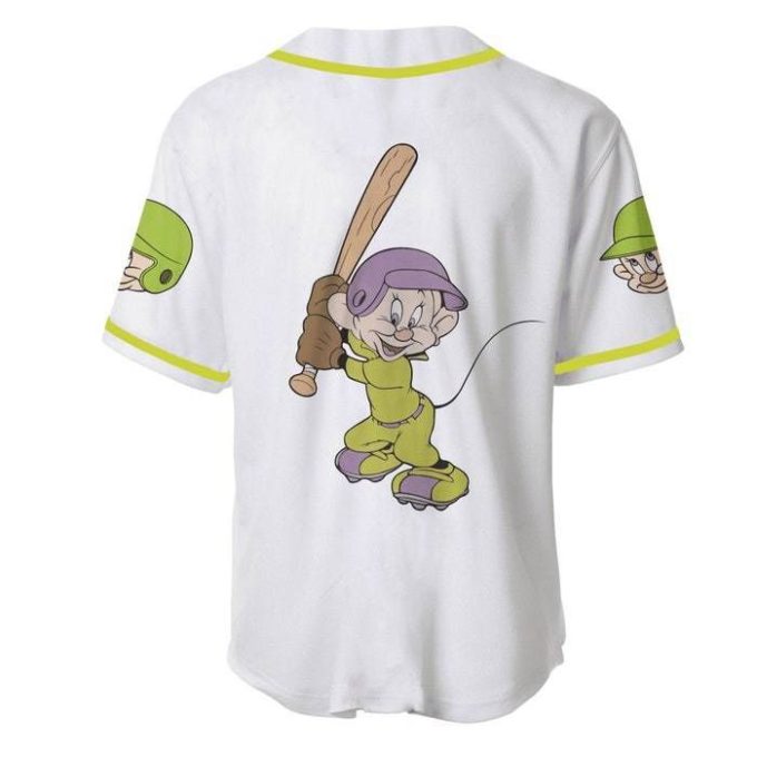 Dopey Dwarf White Green Disney Unisex Cartoon Graphics Casual Outfits Custom Baseball Jersey Gifts For Fans 4