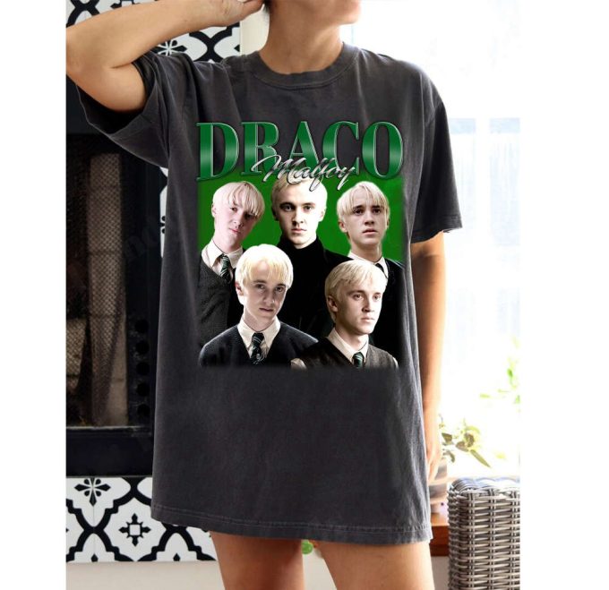 Draco Malfoy T-Shirts Draco Malfoy Shirt Draco Malfoy Tees Draco Malfoy Merch College Unisex T-Shirt Character T-Shirt 2