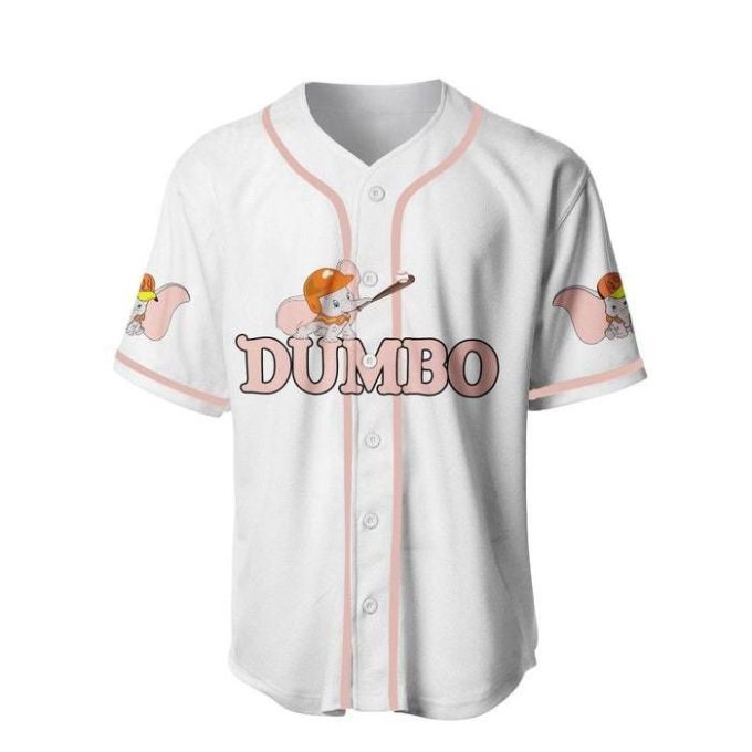 Dumbo Elephant White Pink Disney Unisex Cartoon Graphics Casual Outfits Custom Baseball Jersey Gifts For Fans 3