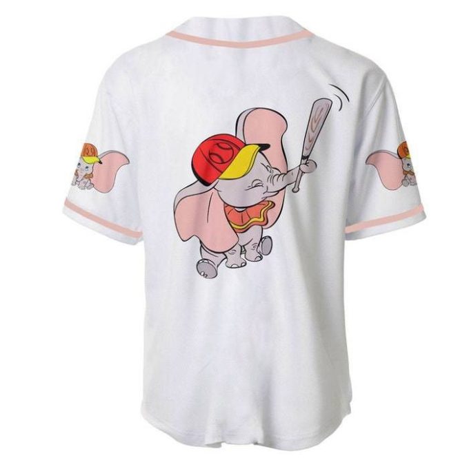 Dumbo Elephant White Pink Disney Unisex Cartoon Graphics Casual Outfits Custom Baseball Jersey Gifts For Fans 4