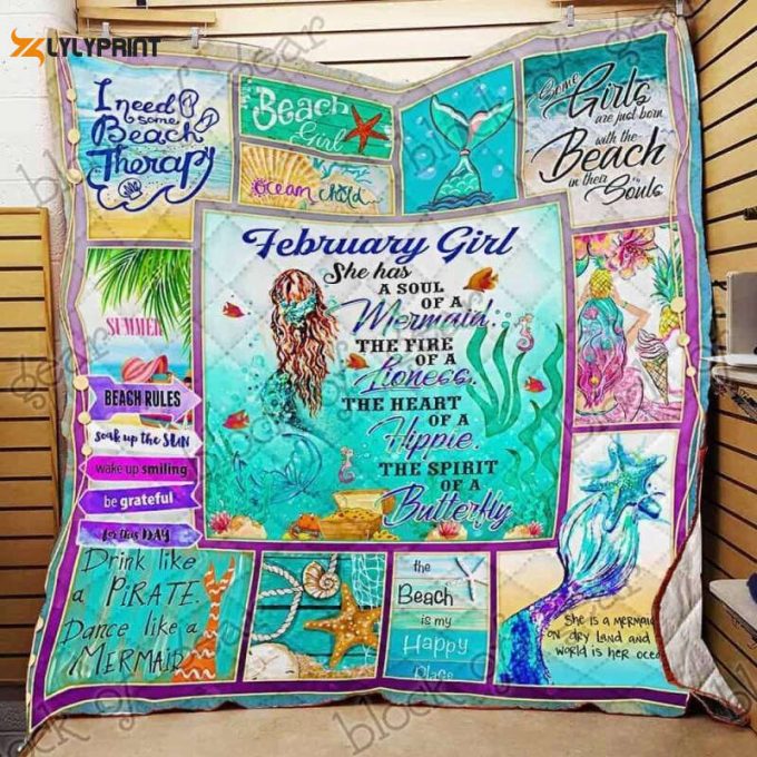 February Girl A Soul Of A Mermaid 3D Customized Quilt 1