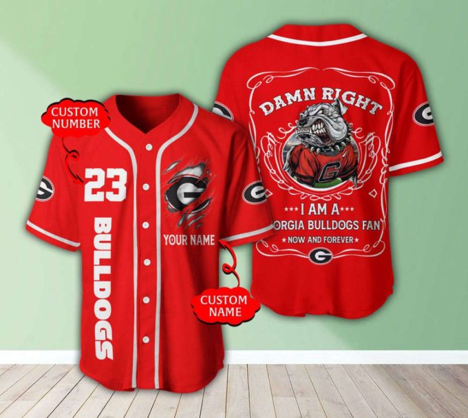 Georgia Bulldogs Personalized Baseball Jersey Fan Gifts 2