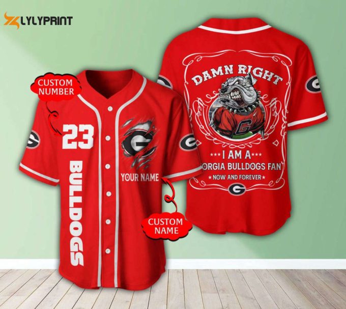 Georgia Bulldogs Personalized Baseball Jersey Fan Gifts 1