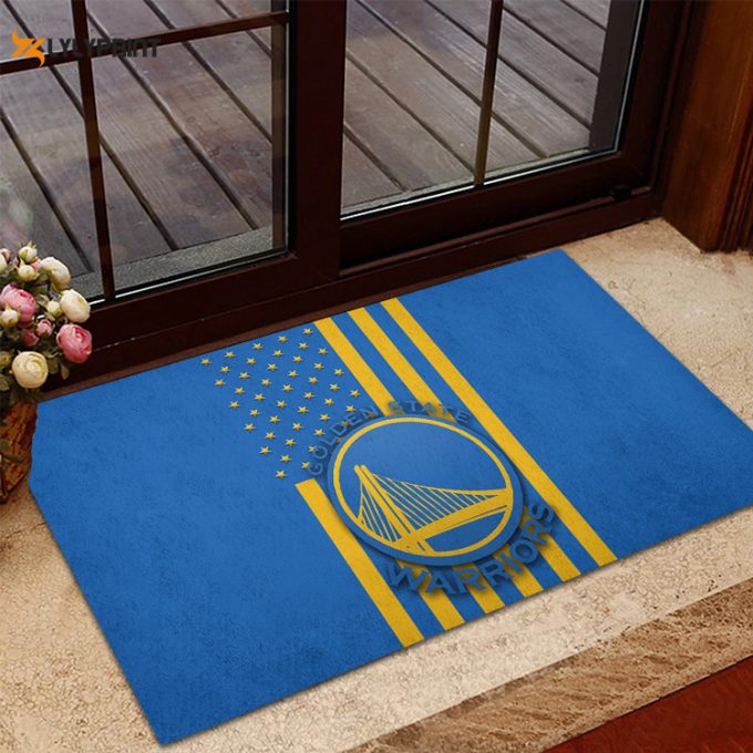 Golden State Warriors Emblem Home Decor 2024 Foldable Doormat Indoor Outdoor Welcome Mat Home Decor 1