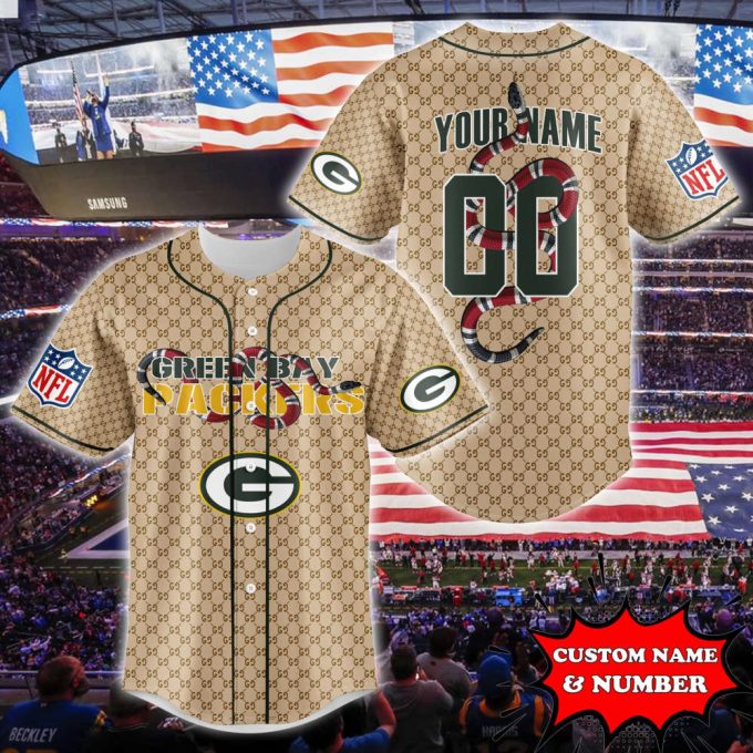 Green Bay Packers Baseball Jersey Gucci Nfl Custom Gifts For Fans 2