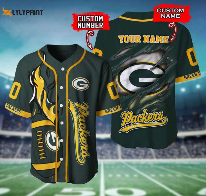 Green Bay Packers Personalized Baseball Jersey Gift For Men Women 1