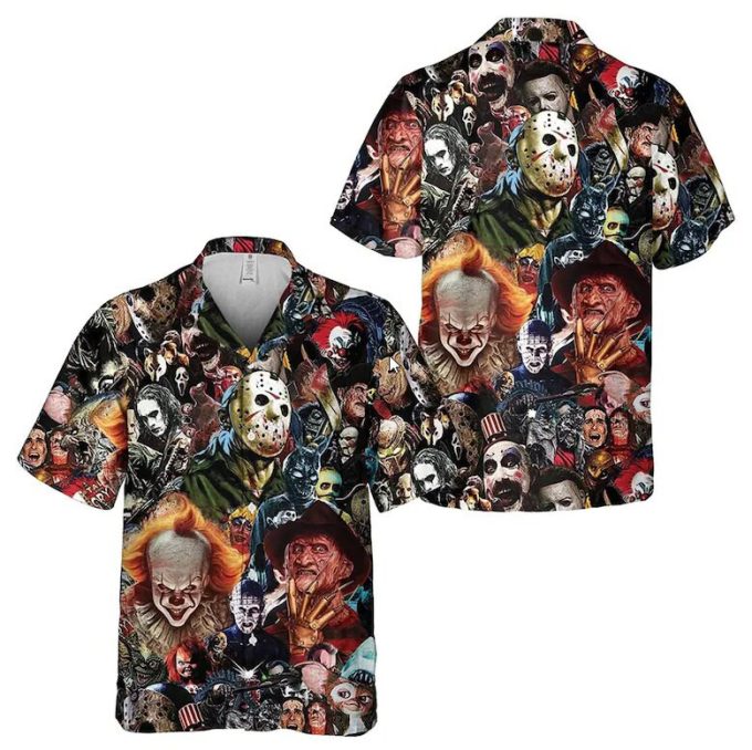 Halloween Shirt Gift For Him Halloween Motifs Hawai Vintage Hawaii Summer Hawai Collared Shirt Horror Halloween 3D Hawaii 3