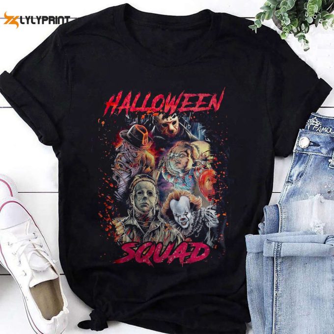 Halloween Squad T-Shirt, Halloween Horror Movie Shirt, Halloween Friends Shirt, Michael Myers Chucky Freddy Krueger Jason Voorhees Shirt 1