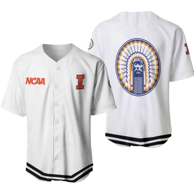 Illinois Fighting Illini Classic White With Mascot Gift For Illinois Fighting Illini Fans Baseball Jersey Gifts For Fans 2