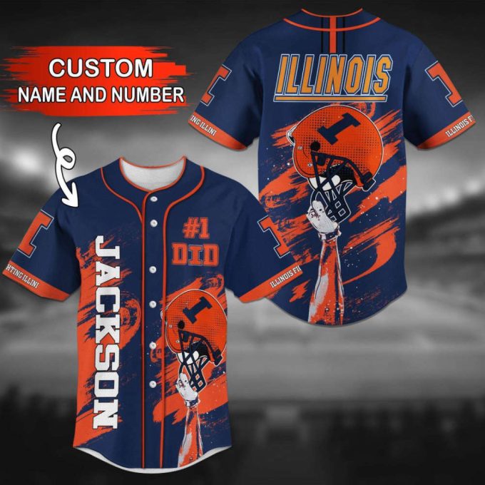 Illinois Fighting Illini Personalized Baseball Jersey 2