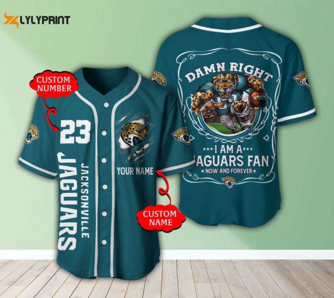 Jacksonville Jaguars Personalized Baseball Jersey 1