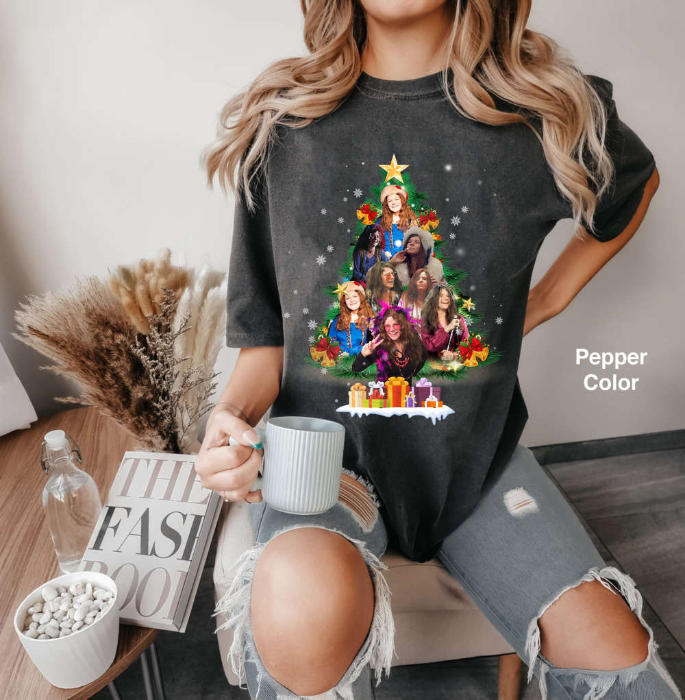 Vintage Janis Joplin Christmas Tree Shirt 90s Graphic Tee for Him & Her 2024