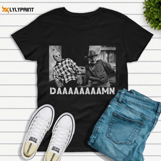 Jason Voorhees Freddy Krueger Daaaamn T-Shirt, Funny Jason Voorhees Shirt, Freddy Kruger Shirt, Funny Halloween Shirt, Halloween Movie Shirt 1