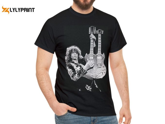 Jimmy Page Performing Stairway To Heaven, Black Unisex T-Shirt, Jimmy Page Tee, Led Zeppelin, Jimmy Page T-Shirt, Led Zeppelin T-Shirt 1