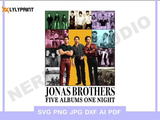 Jonas Brothers Five Albums One Night Png Jonas Brothers Print Png Digital Joe Jonas Nick Jonas T-Shirt Shirt Iron On Transfer Poster Merch 1