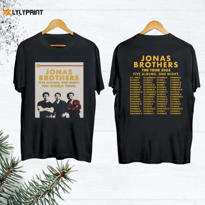 Jonas Brothers Five Albums One Night The World Tour T-Shirt, Jonas Brothers Shirt, Jonas Brothers Tour 2024, Jonas Brothers Graphic Tee 1