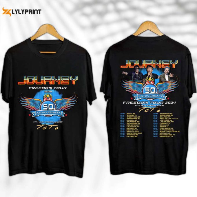 Journey Freedom Tour 2024 Shirt, Journey With Toto 2024 Concert Shirt, Journey Band Fan Shirt, Journey Shirt Gift, Journey Freedom Tour Tee 1