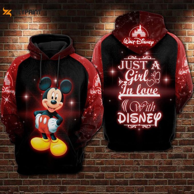 Juts A Girl In Love Mickey Over Print 3D Hoodie Zip Hoodie 618 1