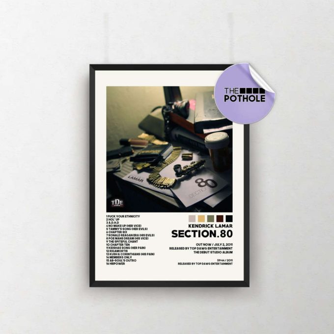 Kendrick Lamar Posters / Section 80 Poster/ Album Cover Poster / Tracklist Poster Print Wall Art, Custom Poster, Home Decor, Kendrick Lamar 2