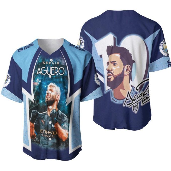 Kun Aguero 10 Champion Moment Manchester City Team Designed Allover Gift For Aguero Fans Baseball Jersey Gifts For Fans 2