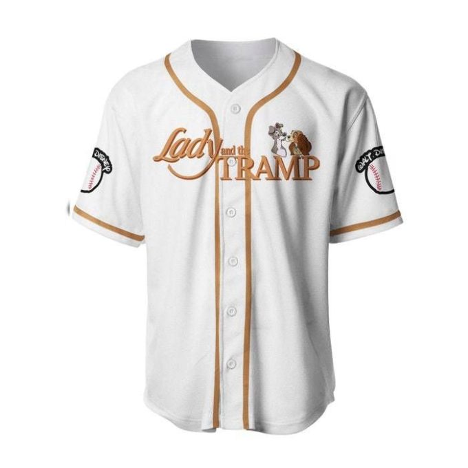 Lady &Amp; The Tramp Dogs Brown White Cute Disney Unisex Cartoon Graphic Casual Outfits Custom Baseball Jersey Gifts For Fans 3